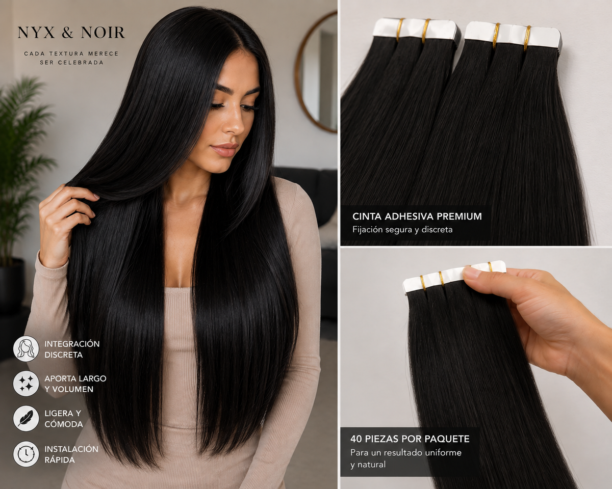 Tape Hair Premium | Extensiones Adhesivas – 40 Piezas