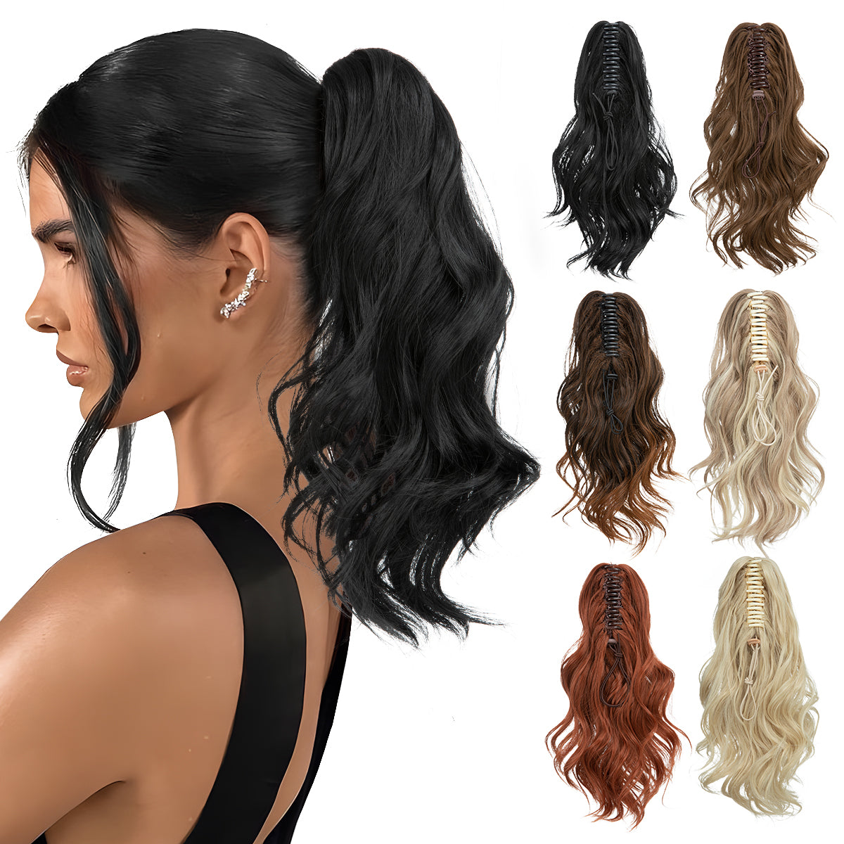 Coleta Ondulada 26" | Pinza | Rubio con Mechas Carmelitas