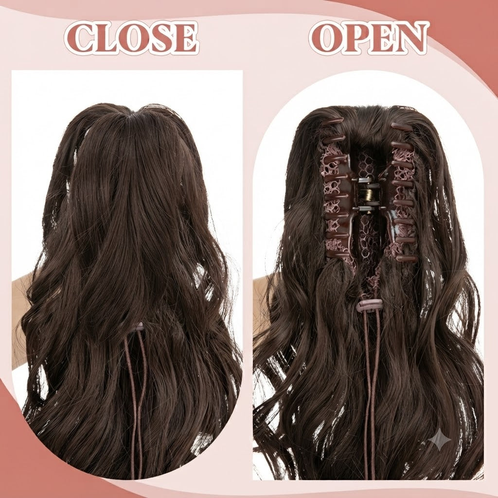 Coleta Ondulada 26" | Pinza | Rubio con Mechas Carmelitas