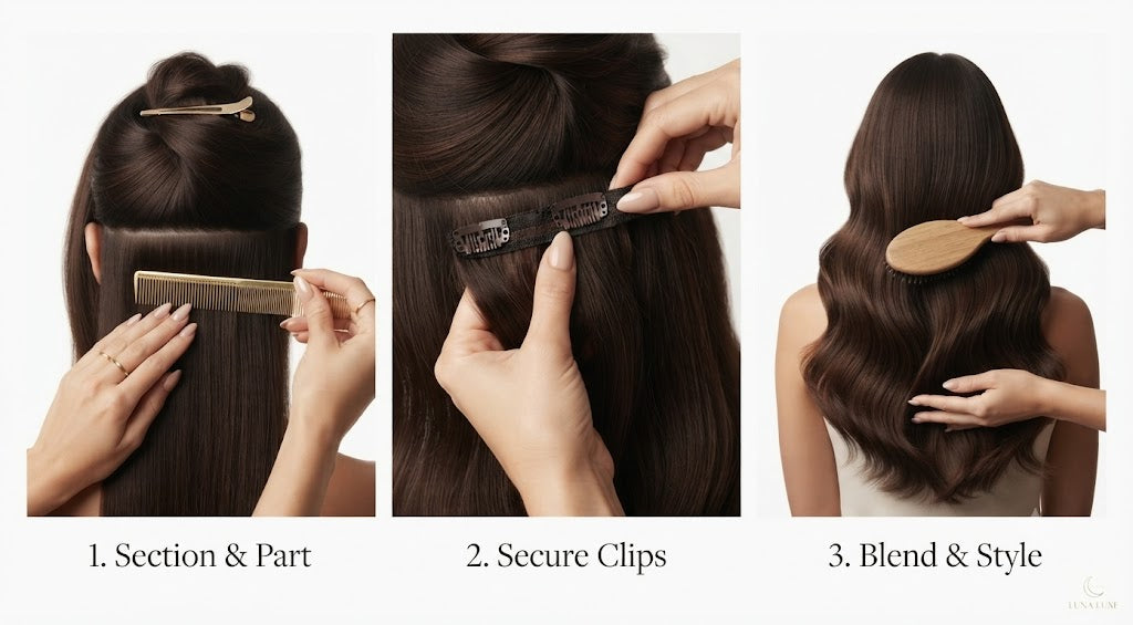 Extensiones de Cabello Clip-In Onduladas 22" - 220 g