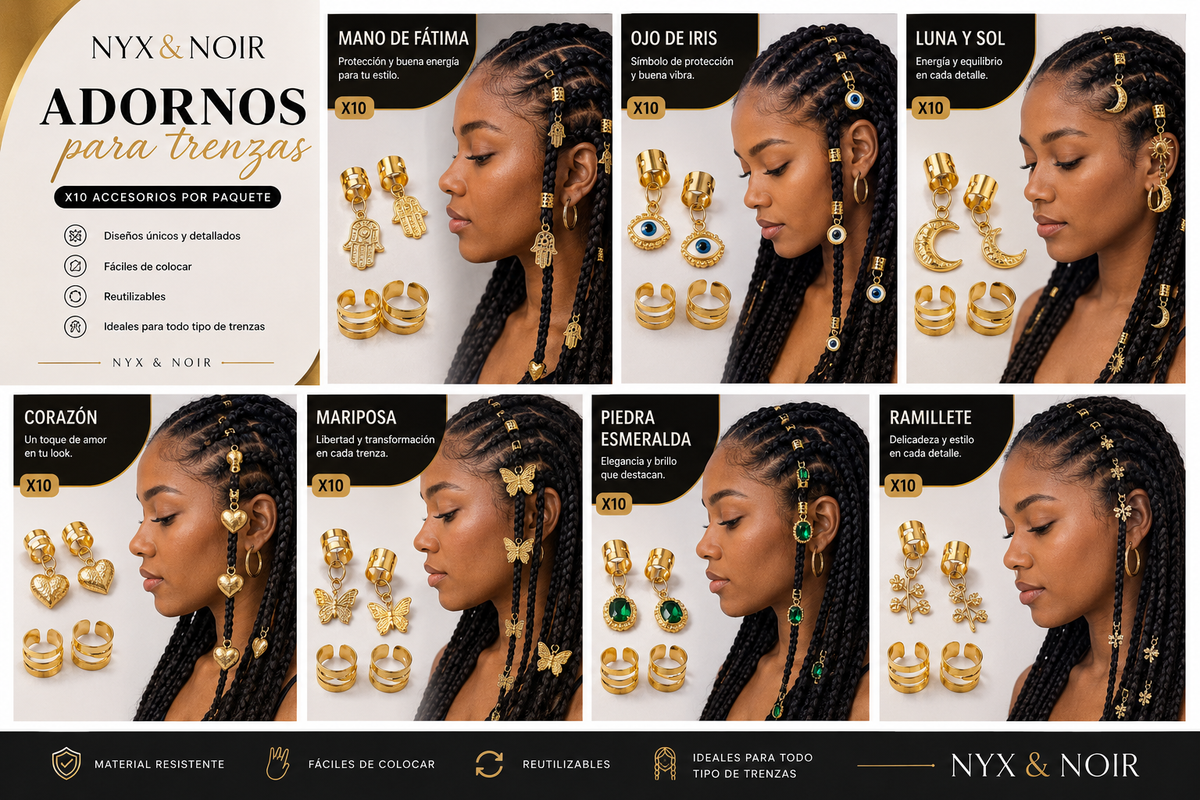Kit Cuida tu Cabello - Gorro Satinado + Adornos para Trenzas