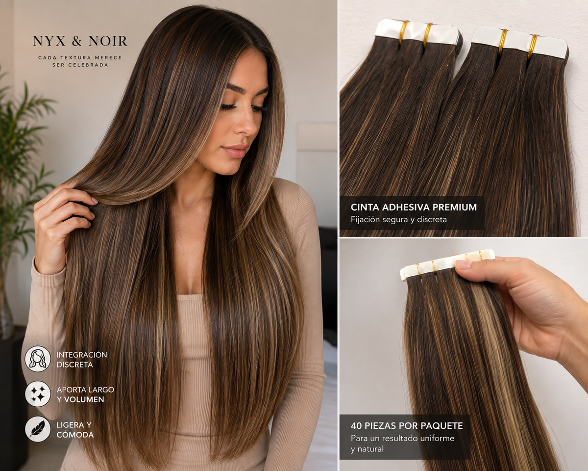 Tape Hair Premium | Extensiones Adhesivas – 40 Piezas