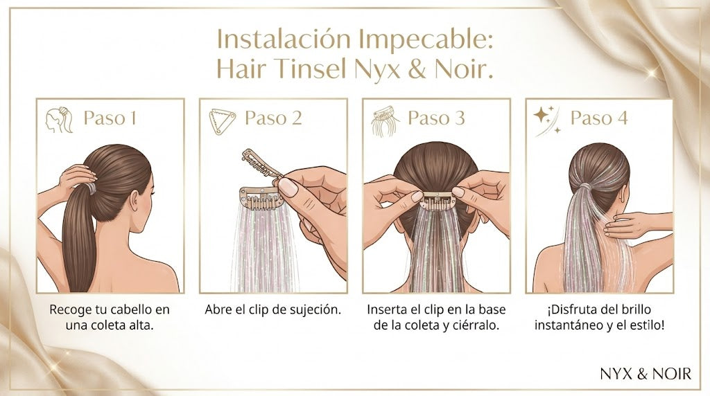Hair Tinsel Premium con Clip 18"