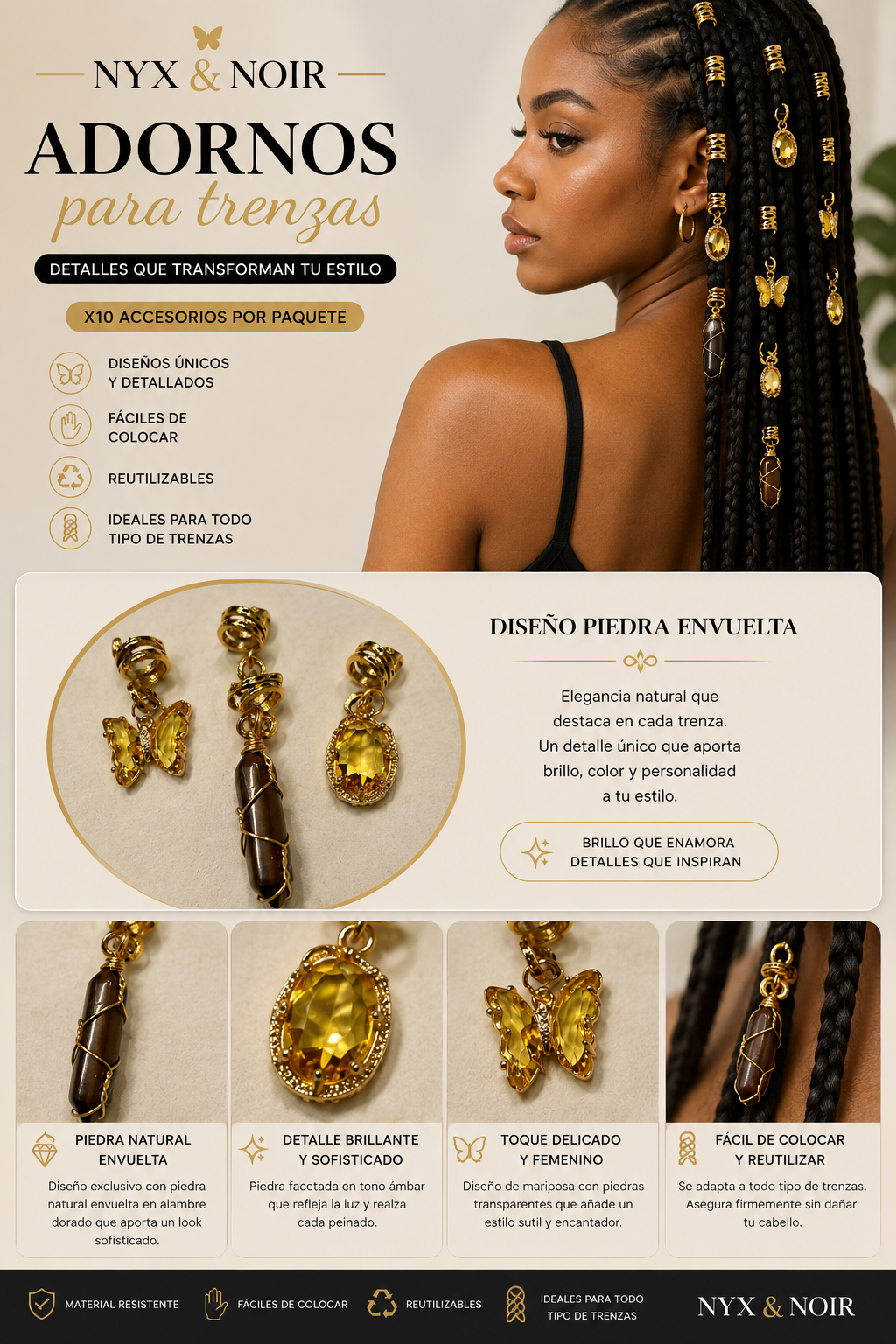 Adornos para Trenzas x10 | Accesorios Decorativos para Cabello
