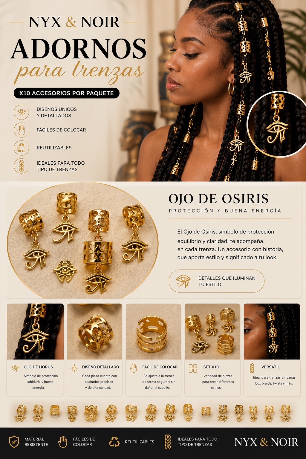 Adornos para Trenzas x10 | Accesorios Decorativos para Cabello