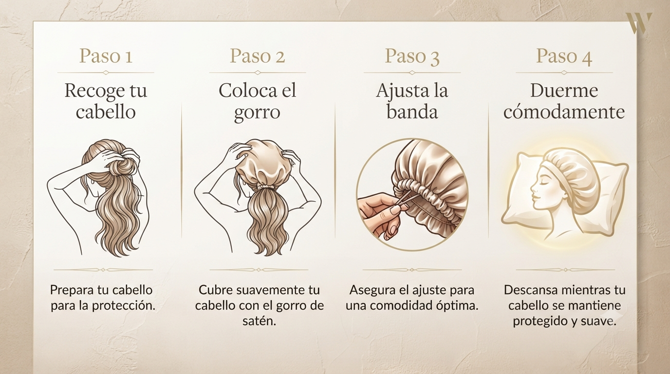 Gorro Satinado para Dormir Antifrizz | Ajuste Cómodo | Protege el Cabello Durante la Noche