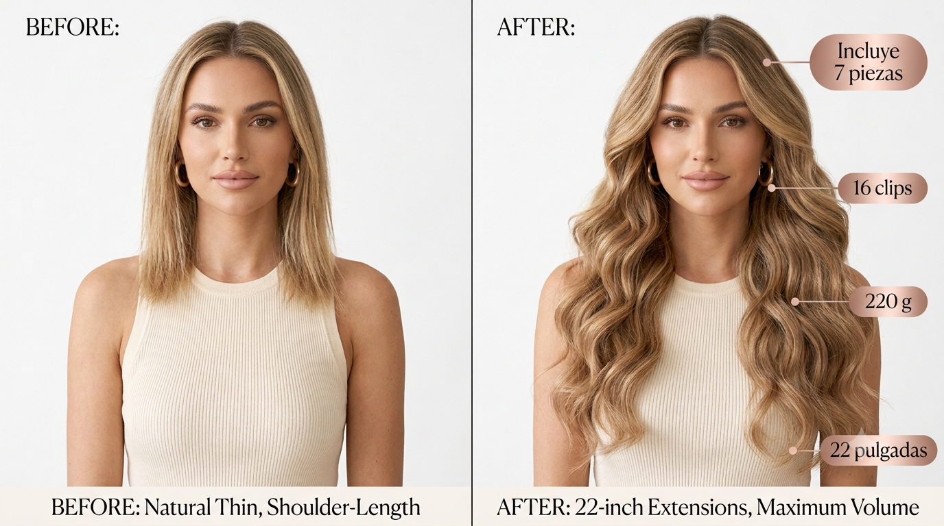 Extensiones de Cabello Clip-In Onduladas 22" - 220 g