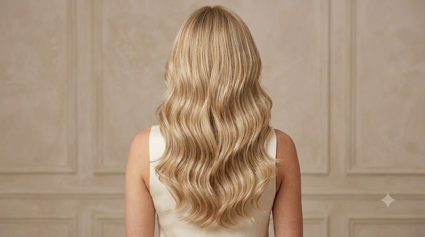 Extensión de Cabello Halo Ondulada 16" | Hilo Invisible | Fibra Sintética Resistente al Calor
