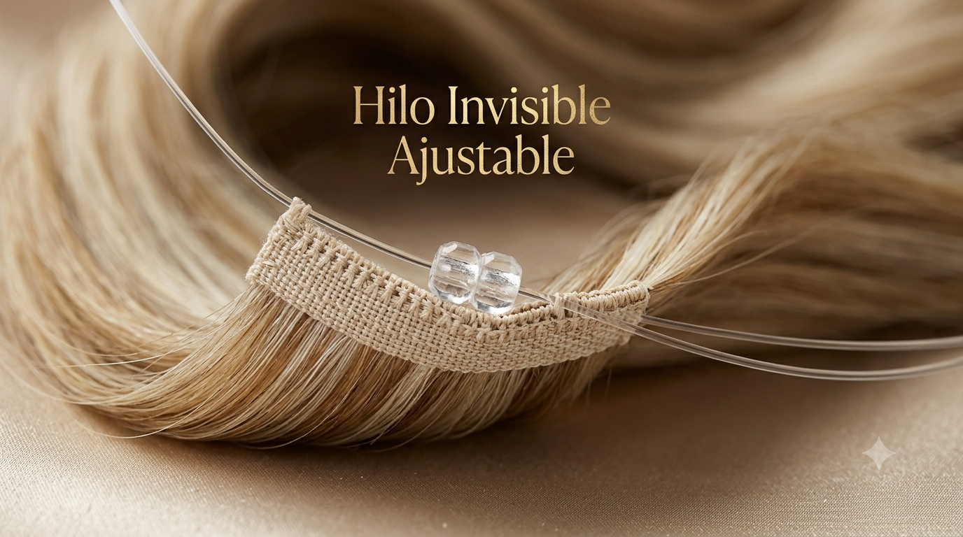 Extensión de Cabello Halo Ondulada 16" | Hilo Invisible | Fibra Sintética Resistente al Calor