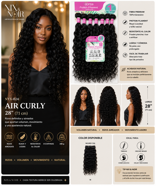 Extensiones de Bioproteína Air Curly 28" | 8 Cortinas | 280 g