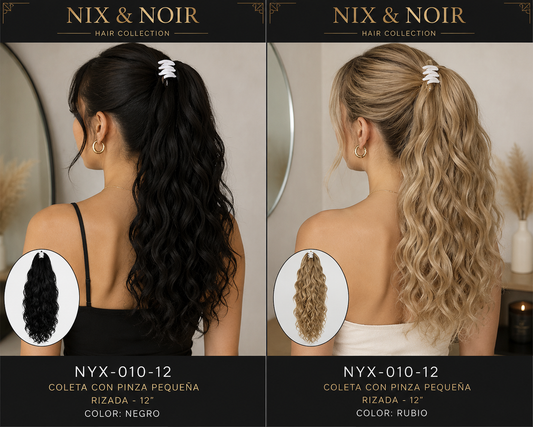 Coleta Rizada 12" | Pinza Pequeña | Fibra Sintética
